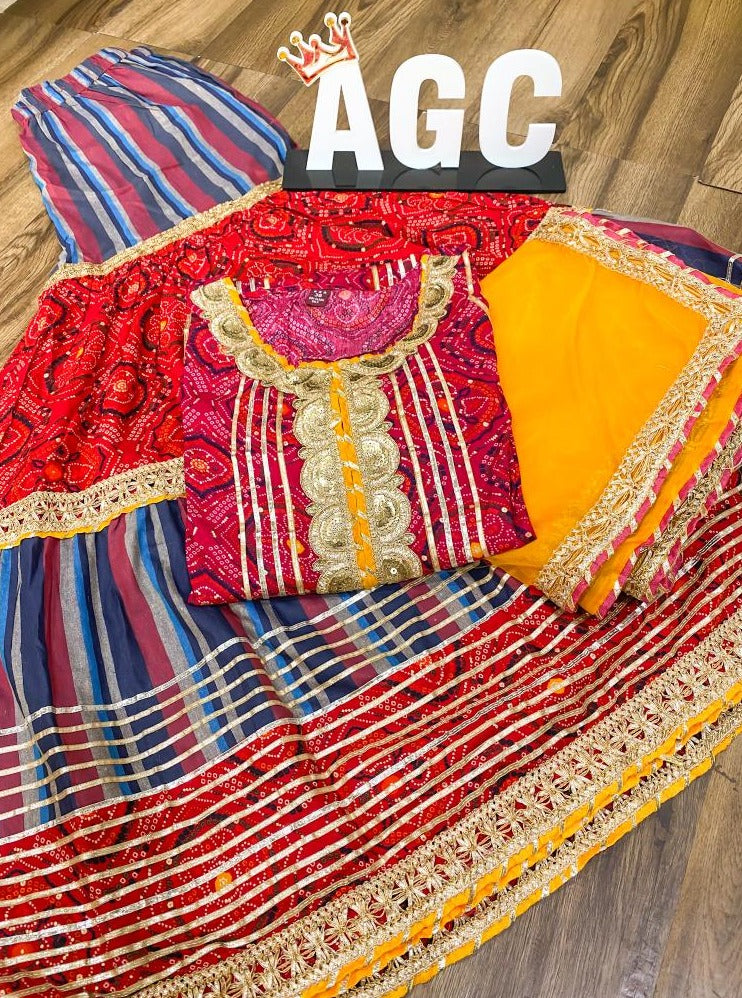 Shop Bitiya By Bhama Girls Yellow & Red Embroidered Kurta With Trousers &  Dupatta Online – Bhamadesigns
